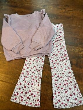 Carter's Dusty Mauve Quilted Pullover with Cream Floral Knit Pants